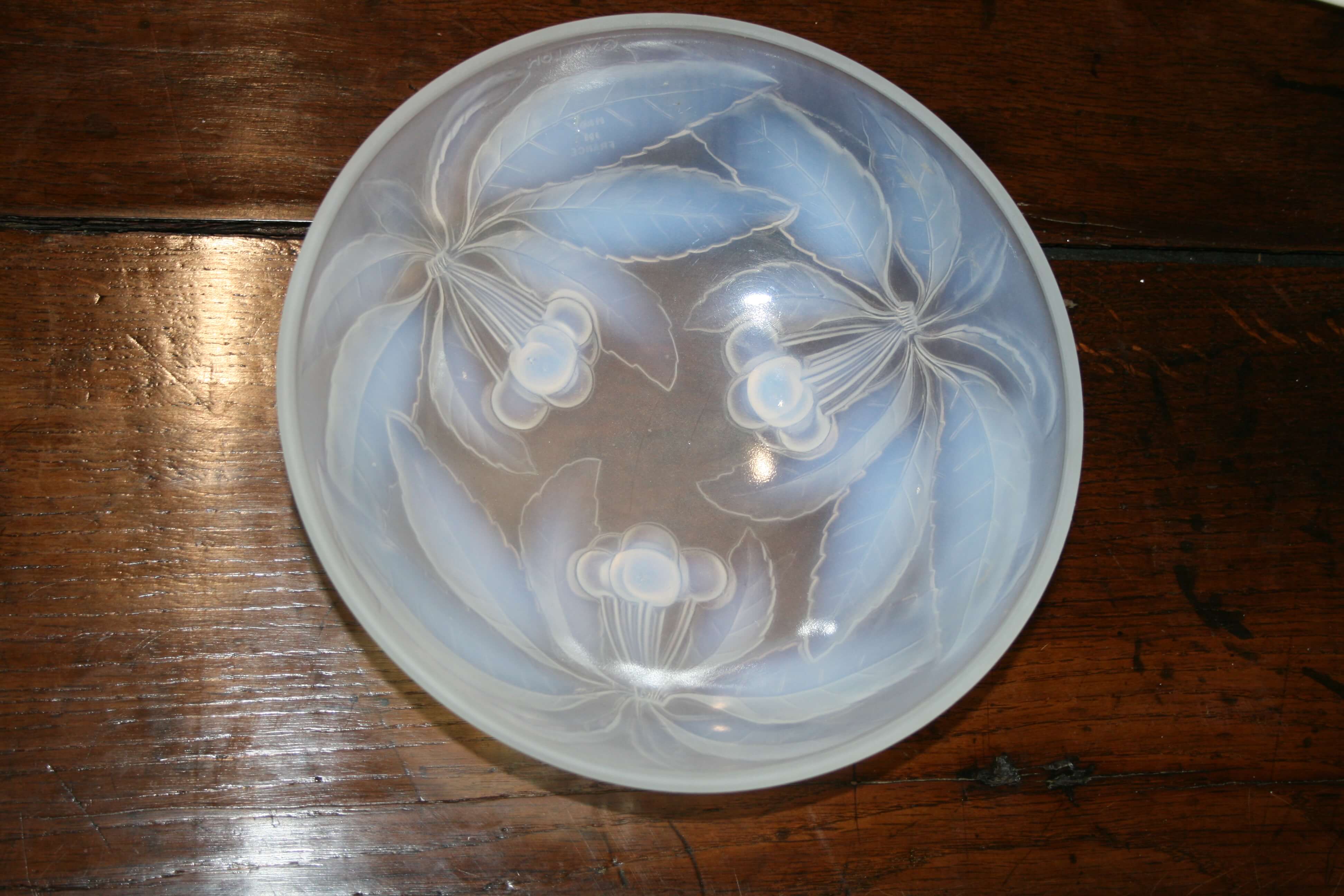 G Vallon Opalescent Glass 'Cherries' Dish